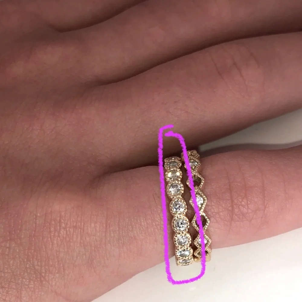 Solid Stamped 14K Yellow Gold Natural Diamond Semi Eternity Round Bead Band Ring
